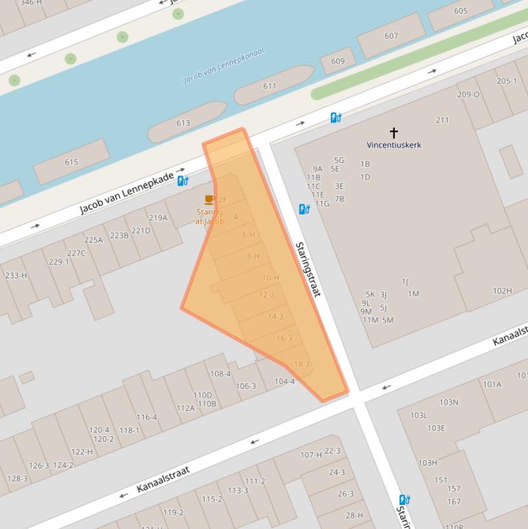 Kaart van postcodegebied 1054VP.