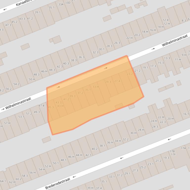 Kaart van postcodegebied 1054VV.