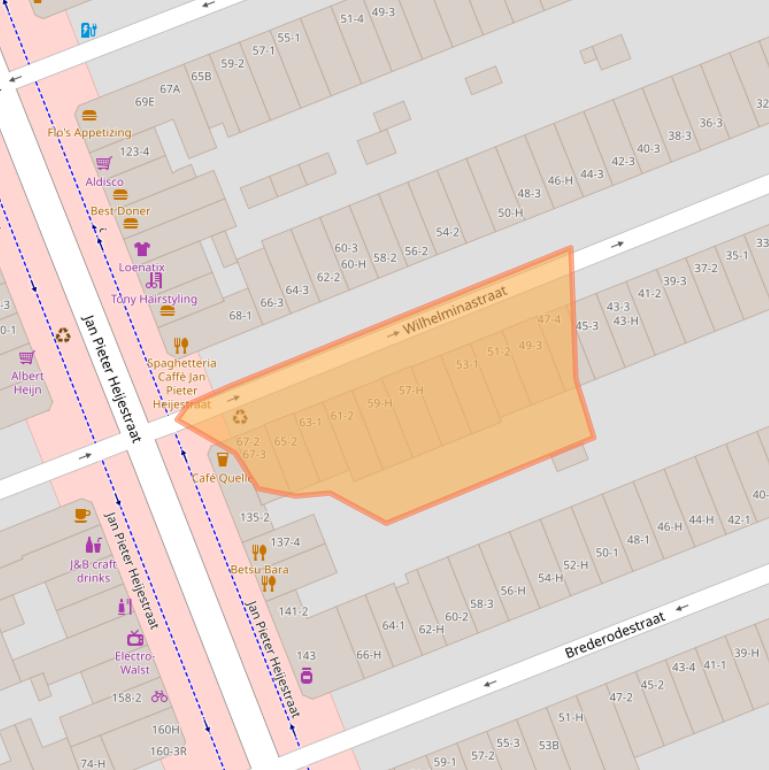 Kaart van postcodegebied 1054VW.