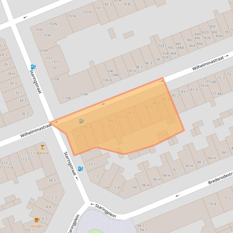 Kaart van postcodegebied 1054VZ.