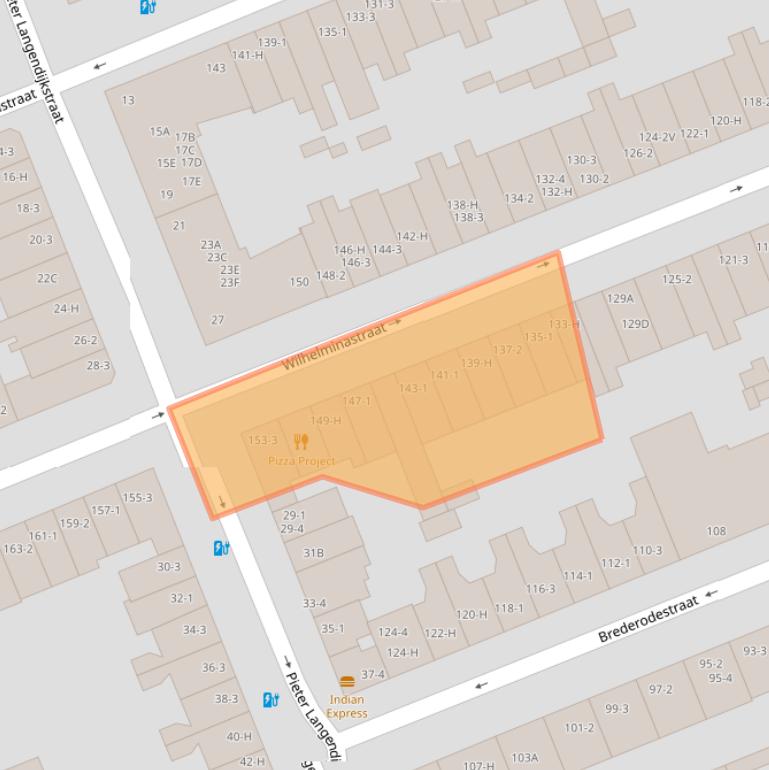 Kaart van postcodegebied 1054WC.