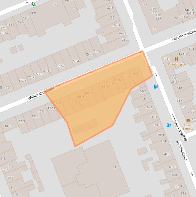 Kaart van postcodegebied 1054WD.