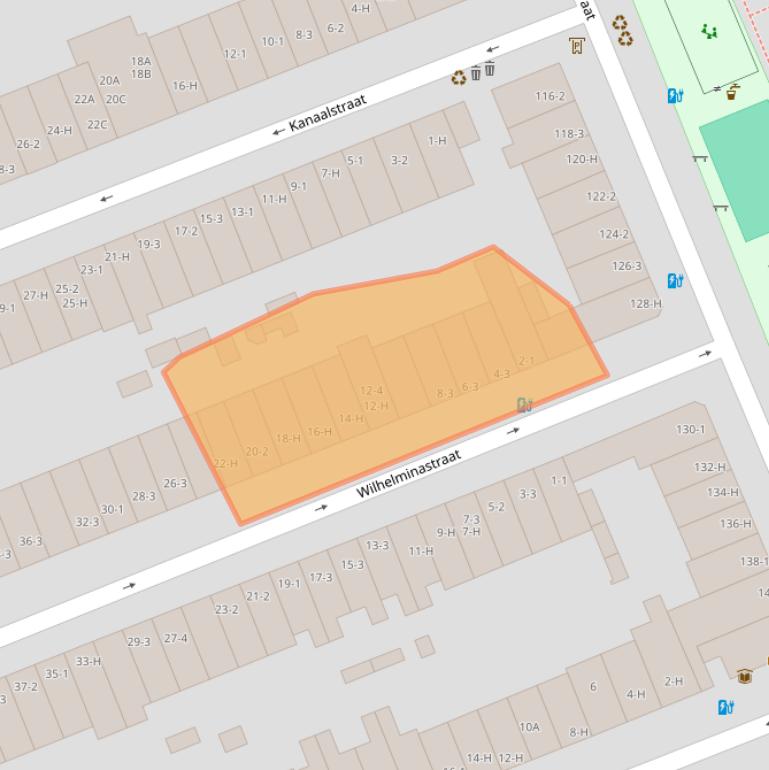 Kaart van postcodegebied 1054WH.