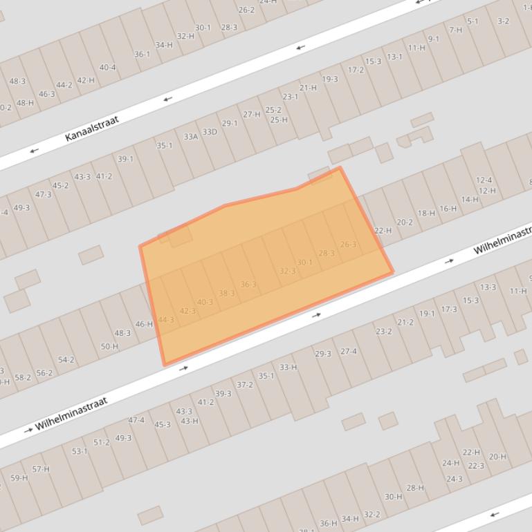 Kaart van postcodegebied 1054WJ.