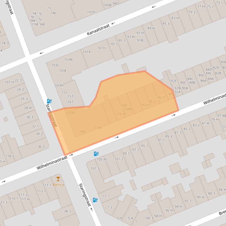 Kaart van postcodegebied 1054WN.