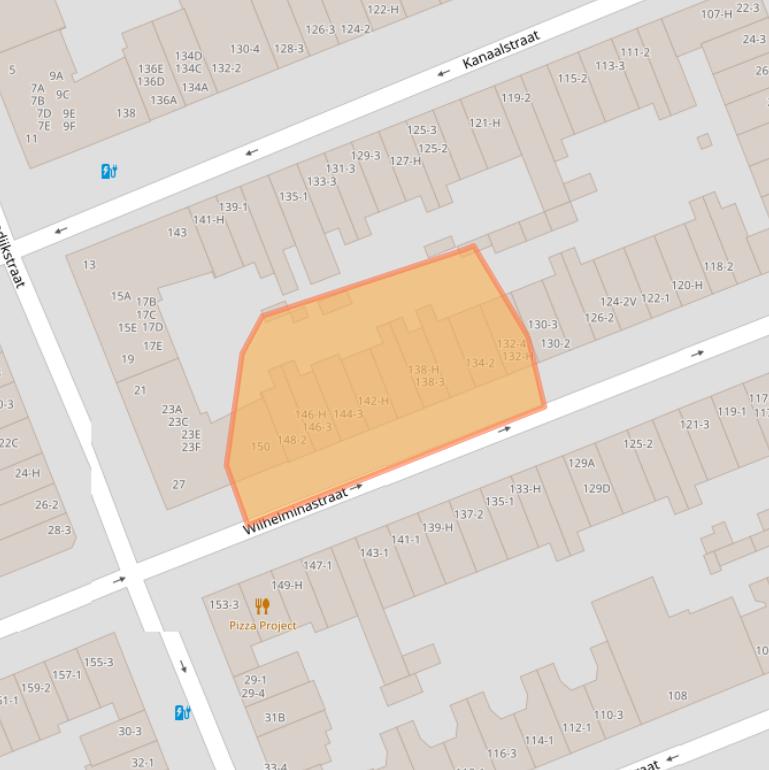 Kaart van postcodegebied 1054WR.