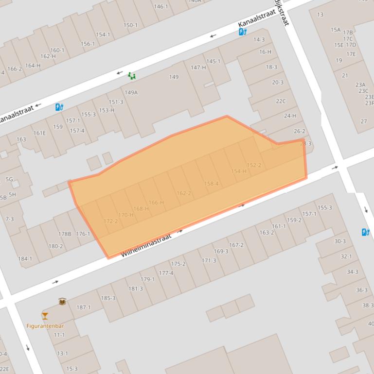 Kaart van postcodegebied 1054WS.
