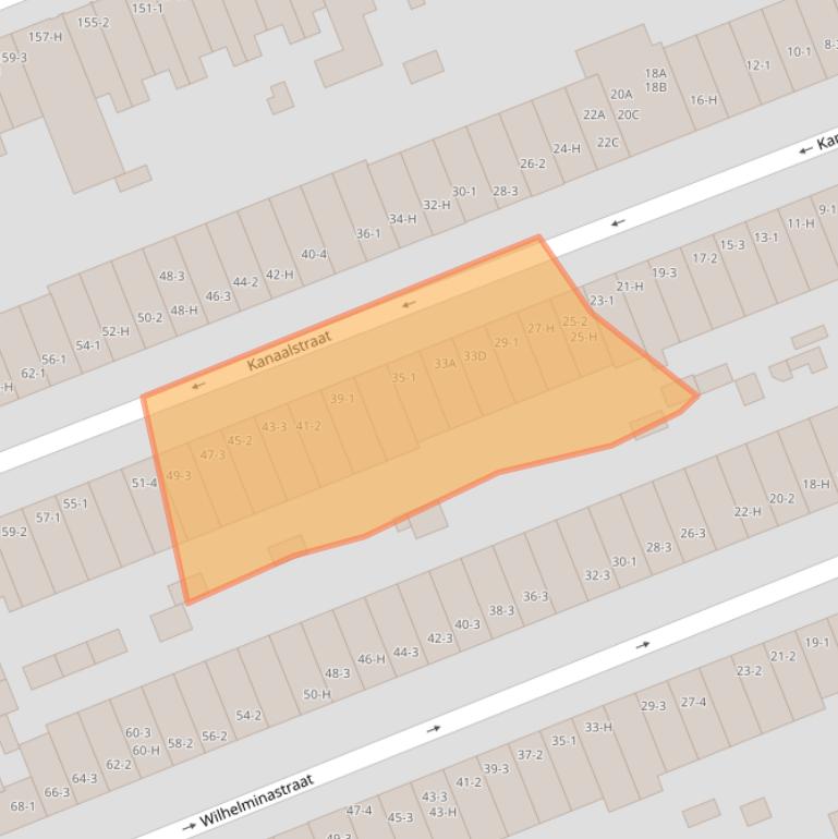 Kaart van postcodegebied 1054WZ.