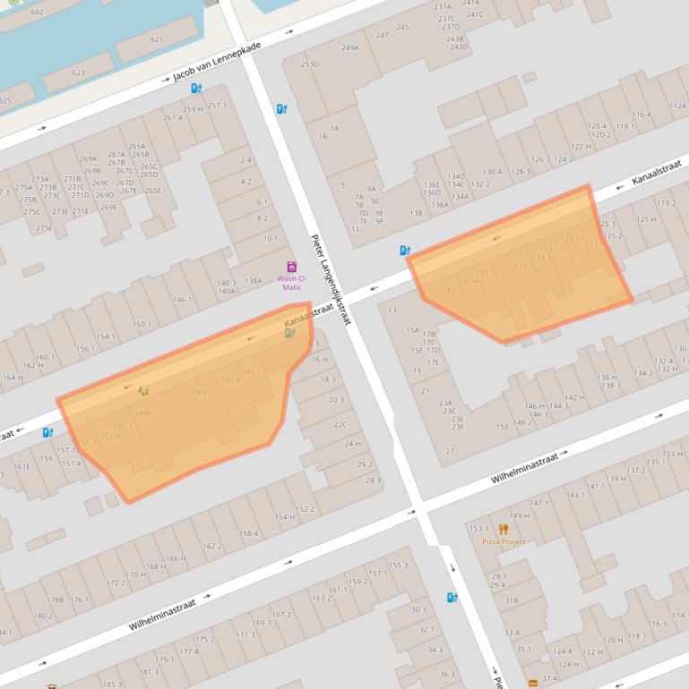 Kaart van postcodegebied 1054XD.