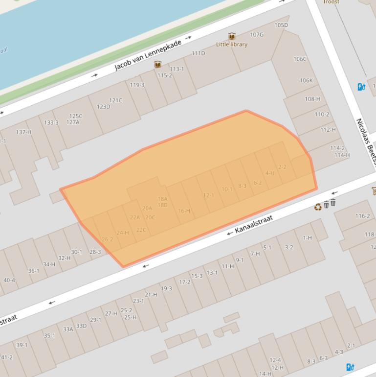 Kaart van postcodegebied 1054XH.