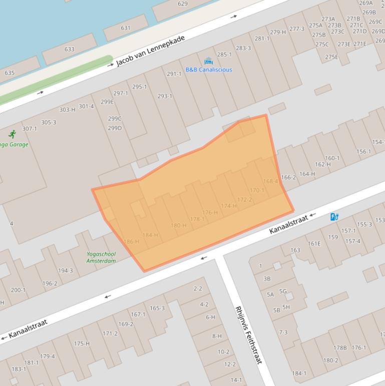 Kaart van postcodegebied 1054XR.