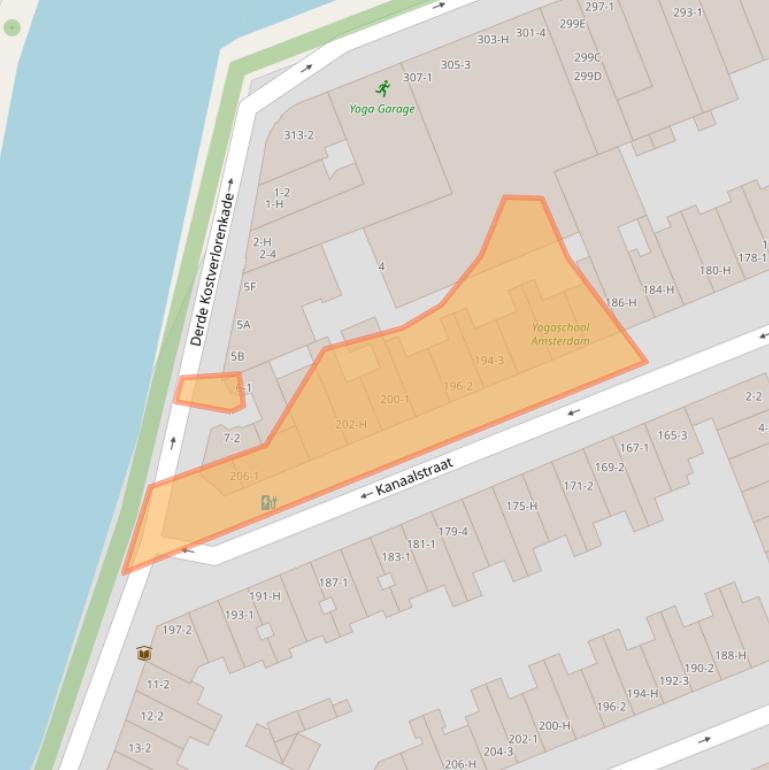 Kaart van postcodegebied 1054XS.