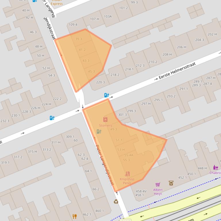 Kaart van postcodegebied 1054XZ.