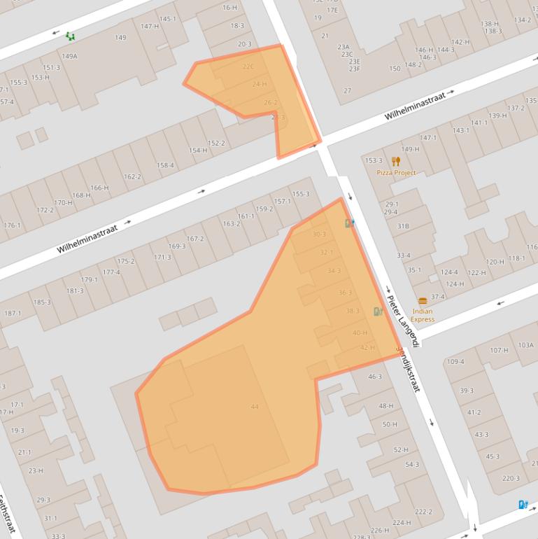 Kaart van postcodegebied 1054ZB.