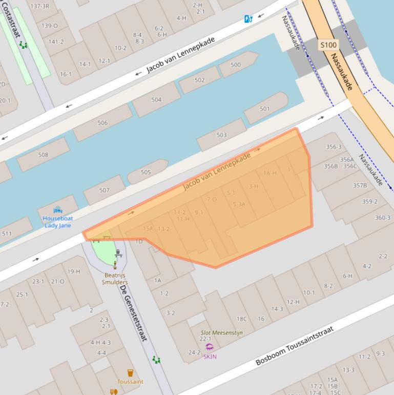 Kaart van postcodegebied 1054ZD.