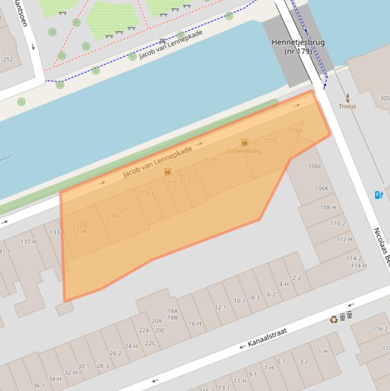 Kaart van postcodegebied 1054ZJ.