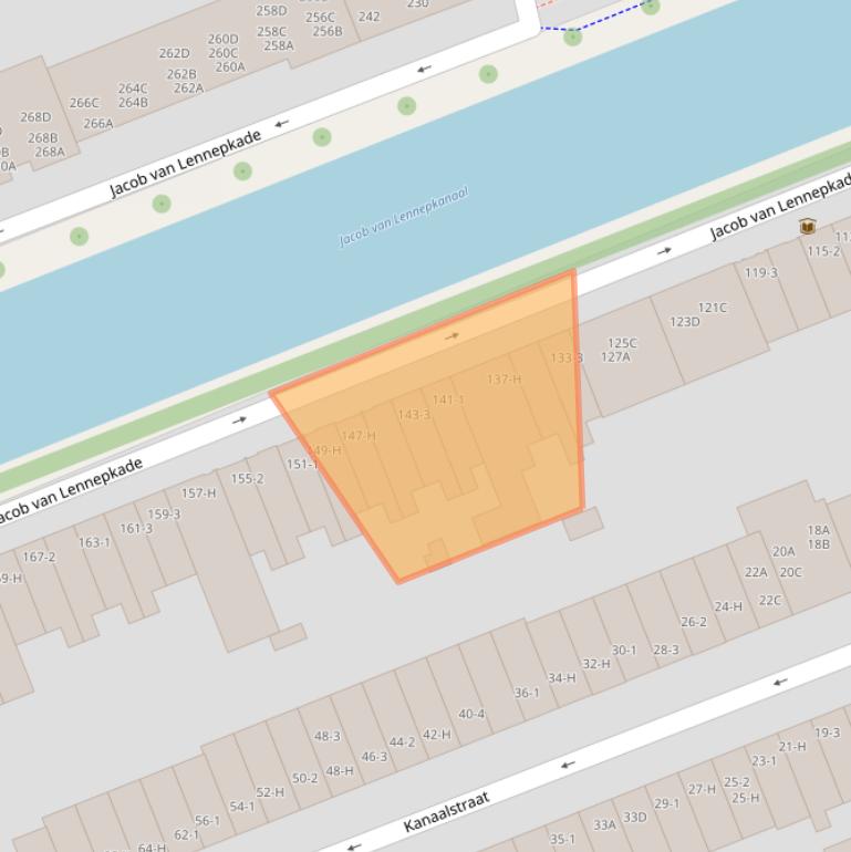 Kaart van postcodegebied 1054ZK.