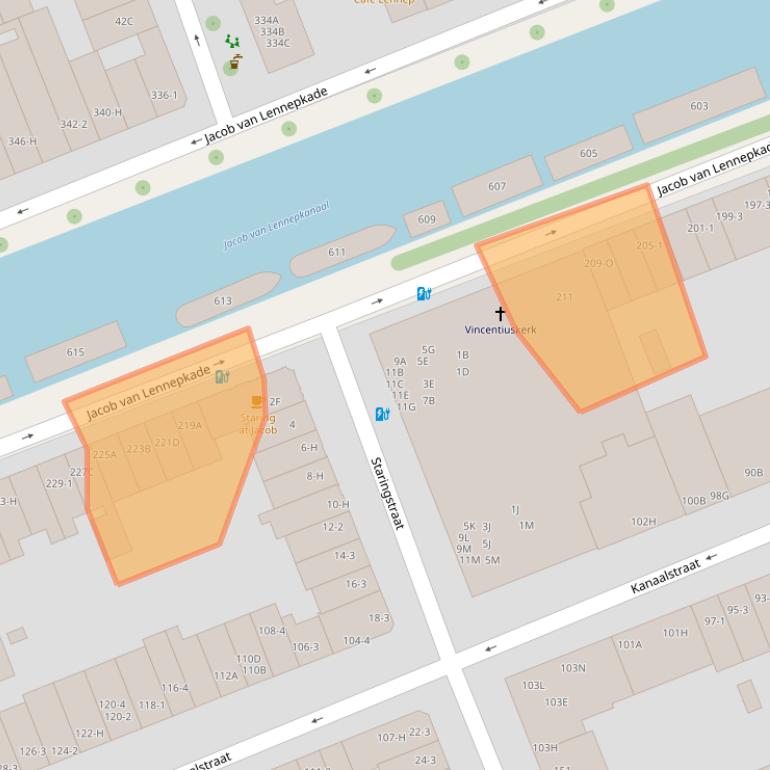 Kaart van postcodegebied 1054ZP.