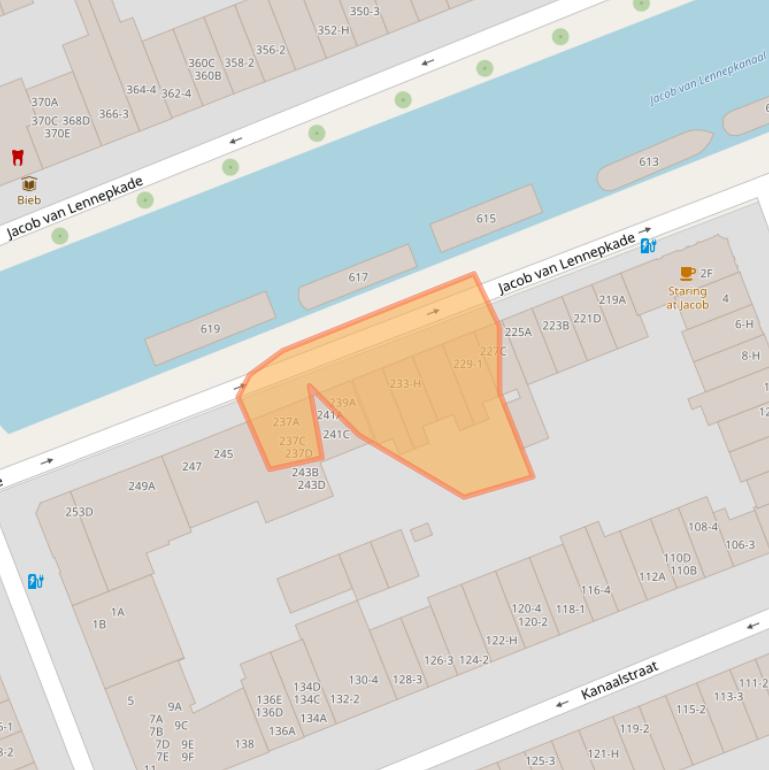 Kaart van postcodegebied 1054ZR.