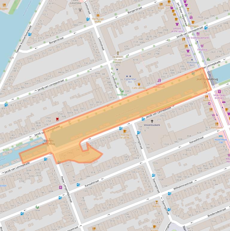 Kaart van postcodegebied 1054ZS.