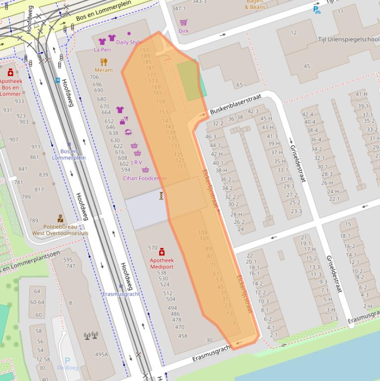 Kaart van postcodegebied 1055AK.