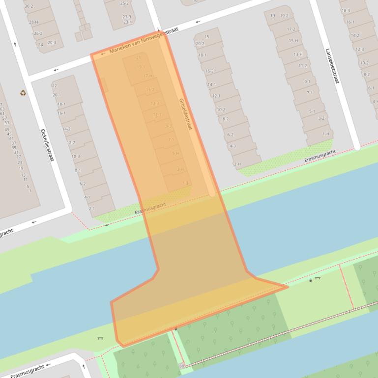 Kaart van postcodegebied 1055AR.