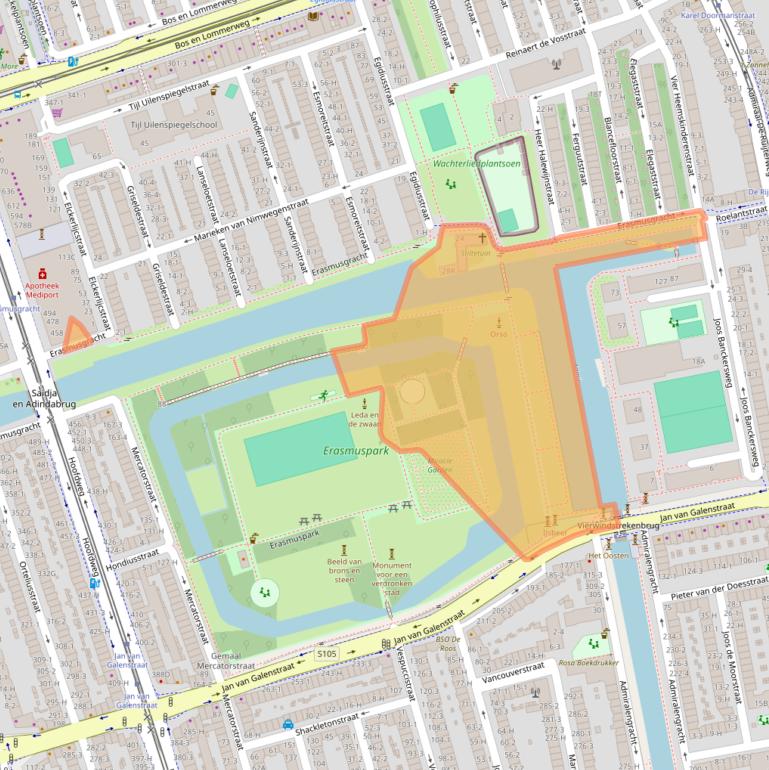 Kaart van postcodegebied 1055BJ.