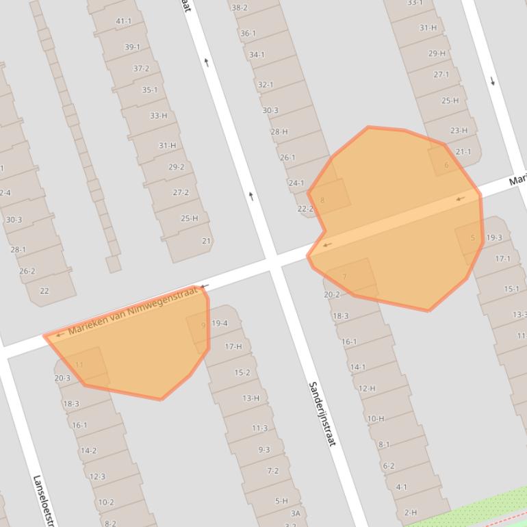 Kaart van postcodegebied 1055BK.