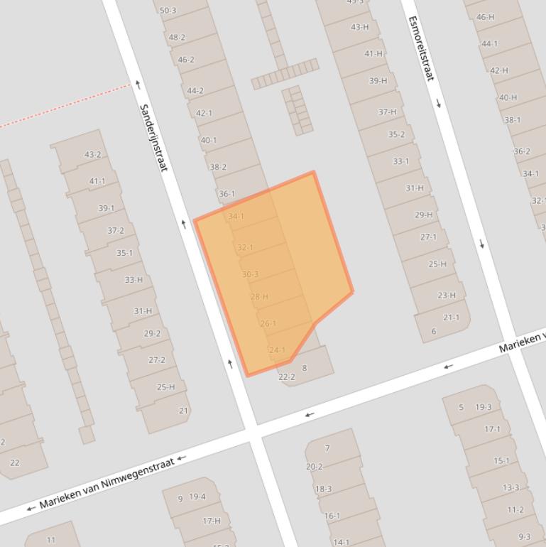 Kaart van postcodegebied 1055BT.