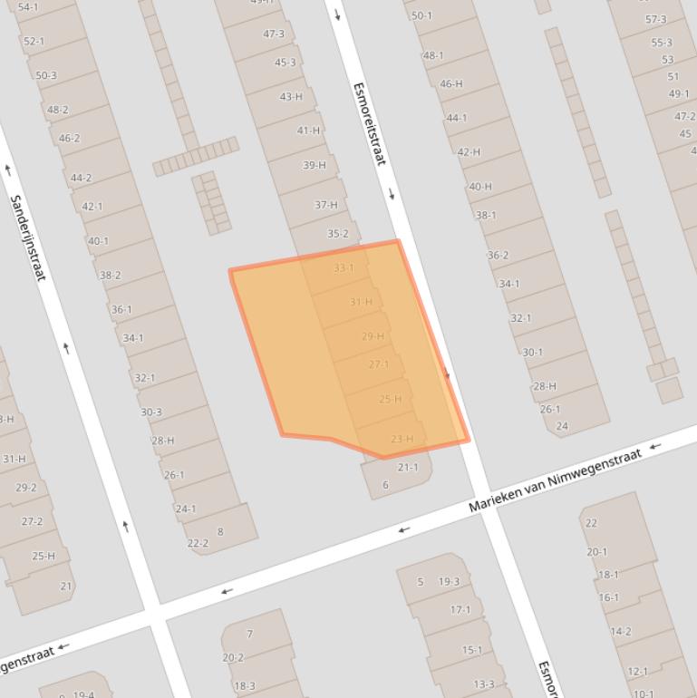 Kaart van postcodegebied 1055CA.