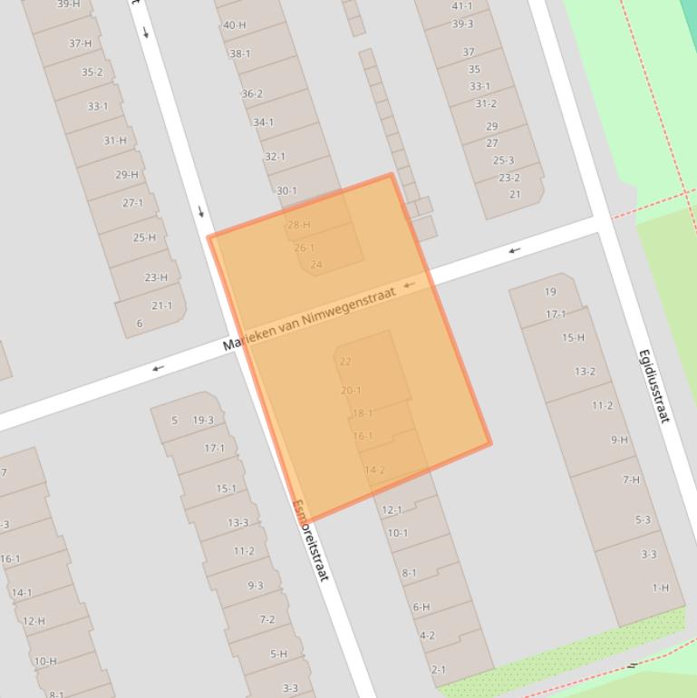 Kaart van postcodegebied 1055CE.