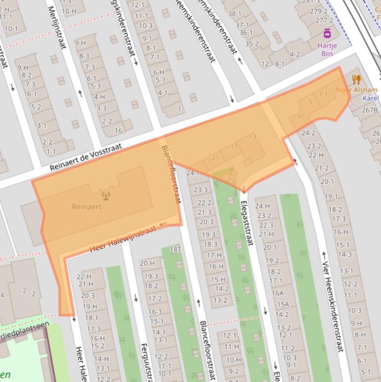 Kaart van postcodegebied 1055CL.