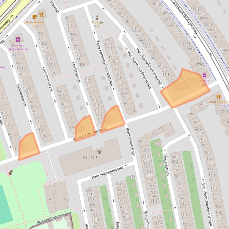 Kaart van postcodegebied 1055CM.