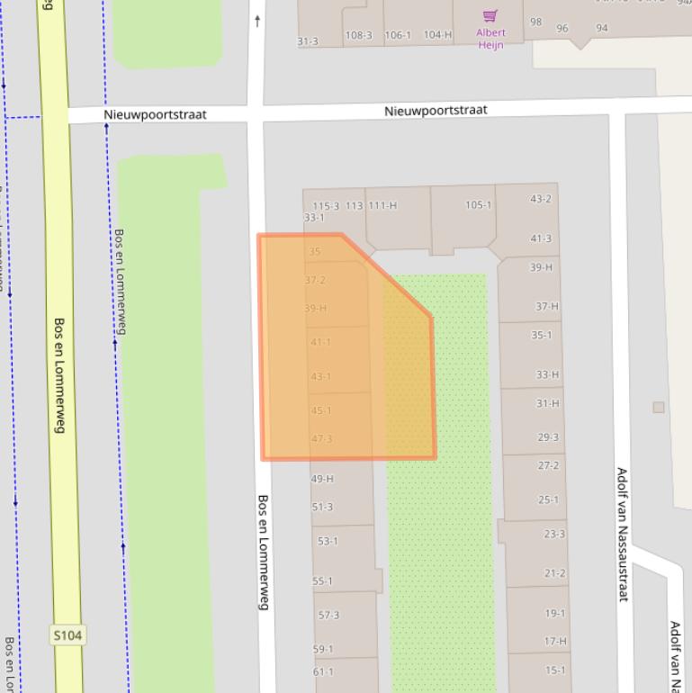 Kaart van postcodegebied 1055DL.