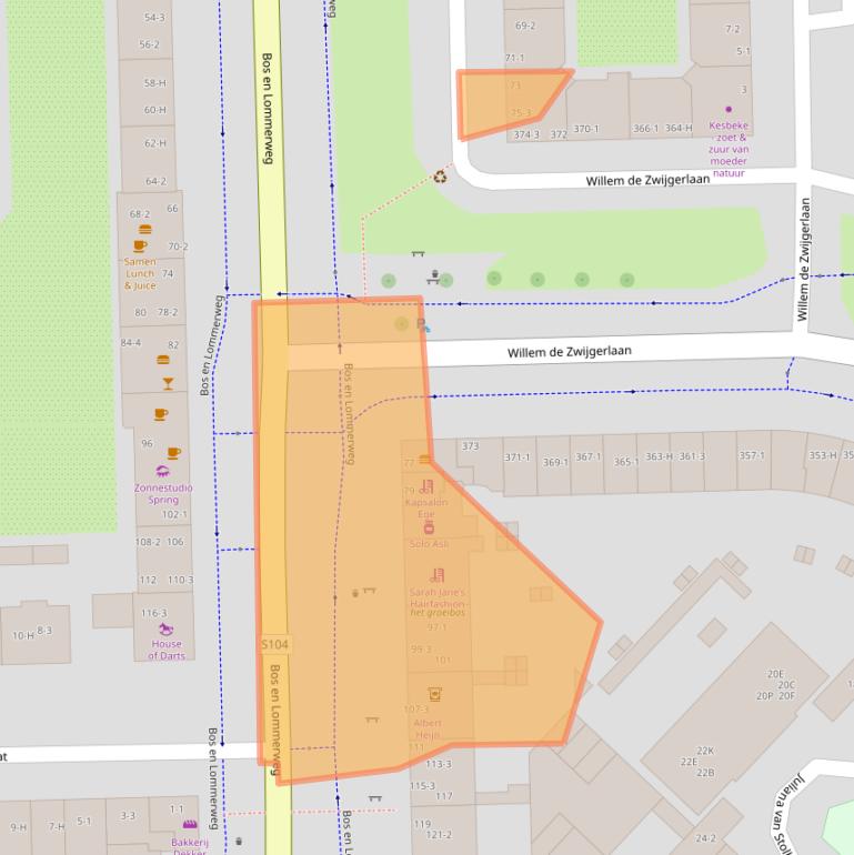 Kaart van postcodegebied 1055DP.