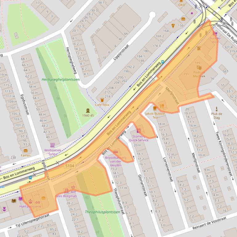 Kaart van postcodegebied 1055DT.
