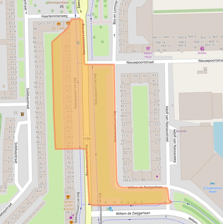 Kaart van postcodegebied 1055EB.