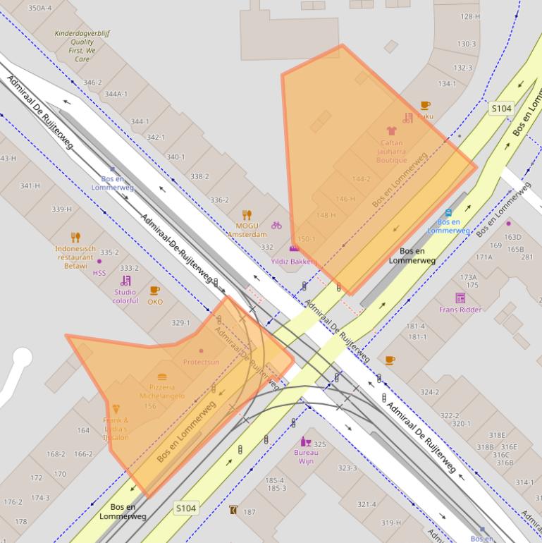 Kaart van postcodegebied 1055EE.