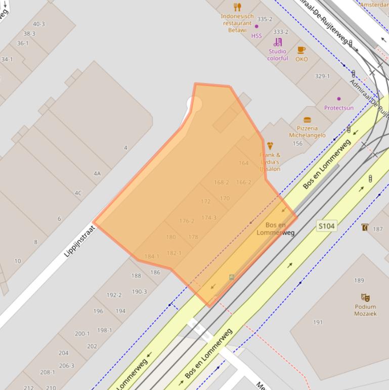 Kaart van postcodegebied 1055EG.