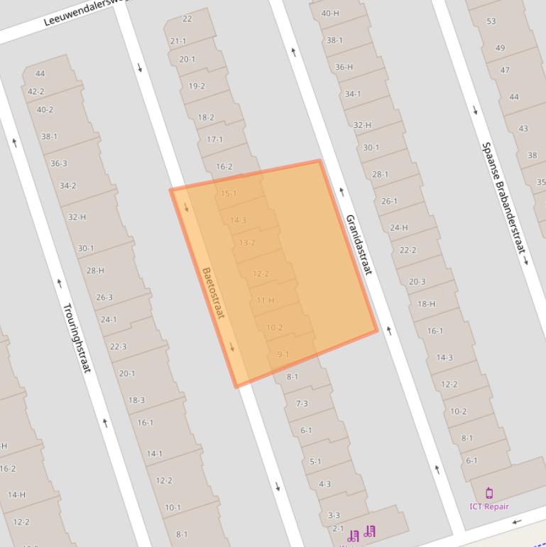 Kaart van postcodegebied 1055ER.