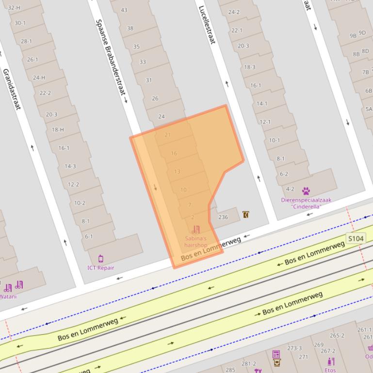 Kaart van postcodegebied 1055ET.