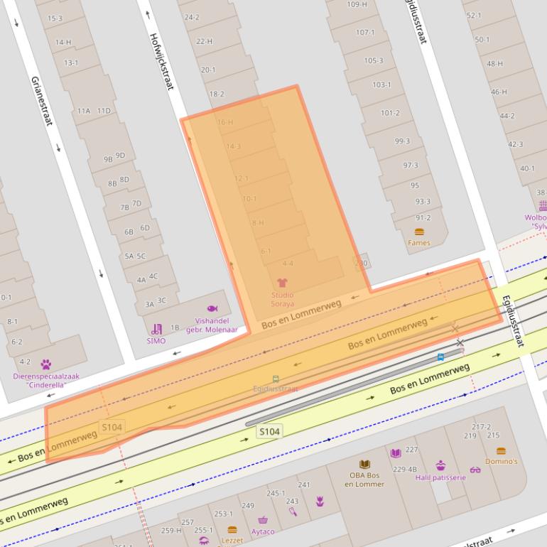 Kaart van postcodegebied 1055GE.