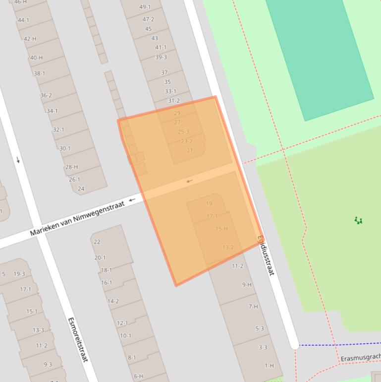 Kaart van postcodegebied 1055GL.