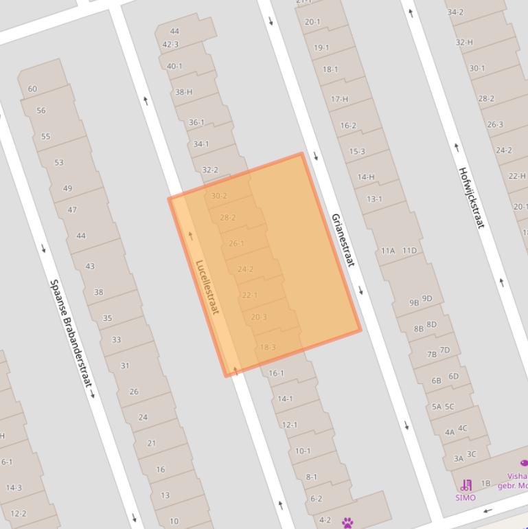 Kaart van postcodegebied 1055HZ.