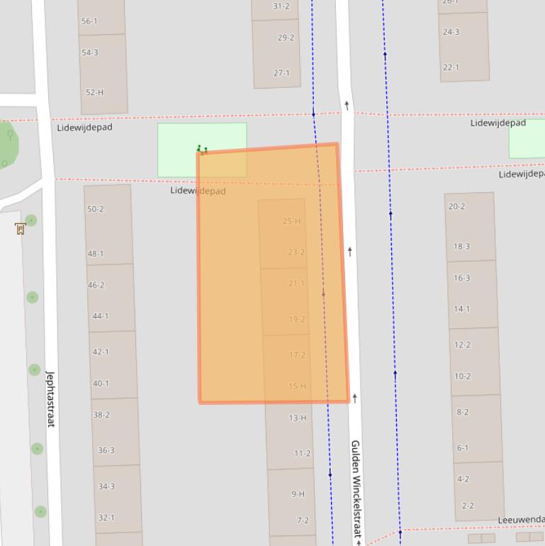 Kaart van postcodegebied 1055JJ.