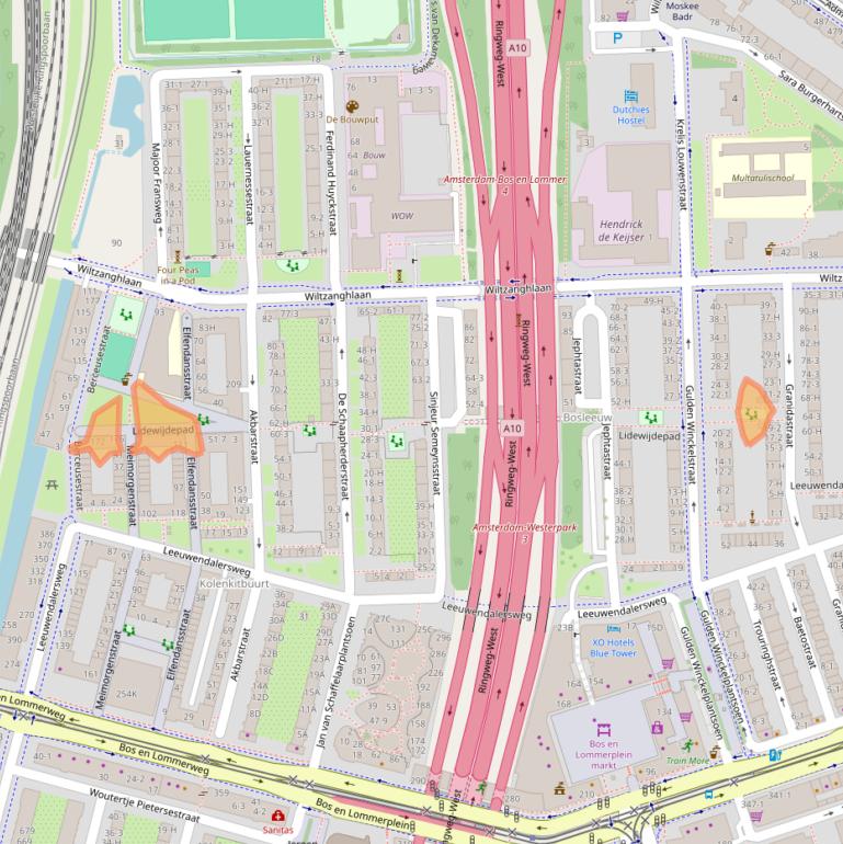 Kaart van postcodegebied 1055JR.