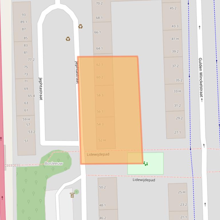 Kaart van postcodegebied 1055JX.