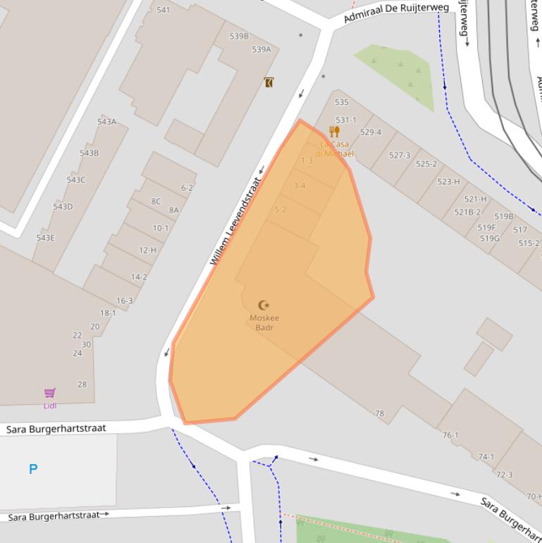 Kaart van postcodegebied 1055KB.