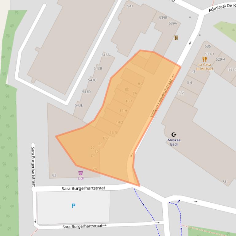 Kaart van postcodegebied 1055KC.