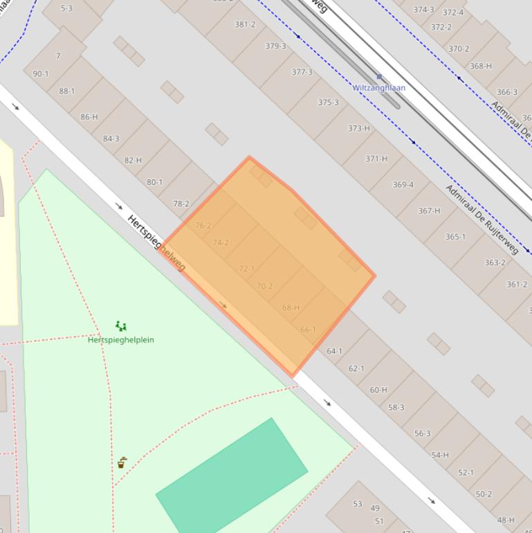 Kaart van postcodegebied 1055KS.